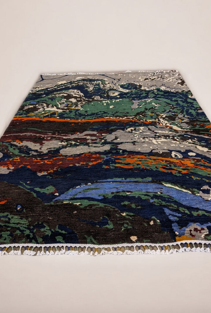 Modern Chobi Silk & Wool Rug - Size: 9.4 x 6