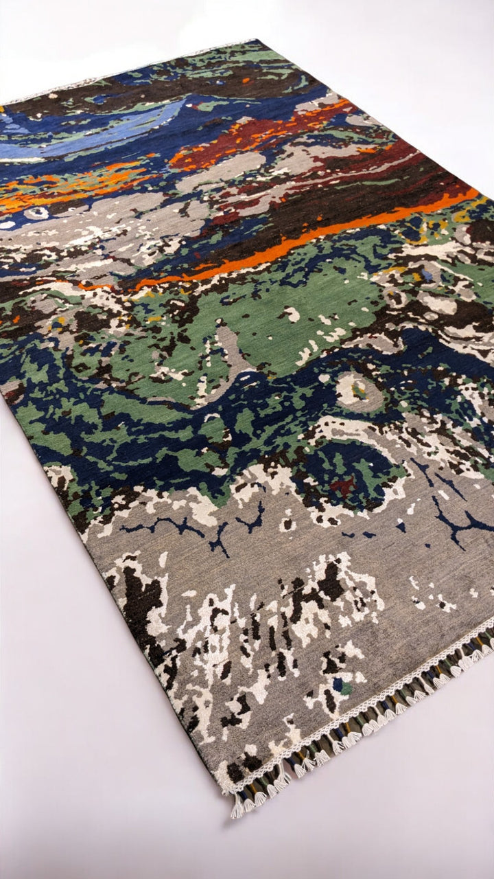 Modern Chobi Silk & Wool Rug - Size: 9.4 x 6