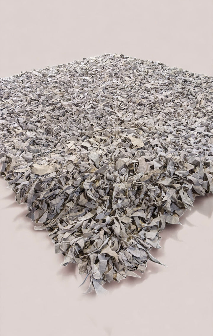Shaggy Leather Rug - Size: 6.5 x 6.1