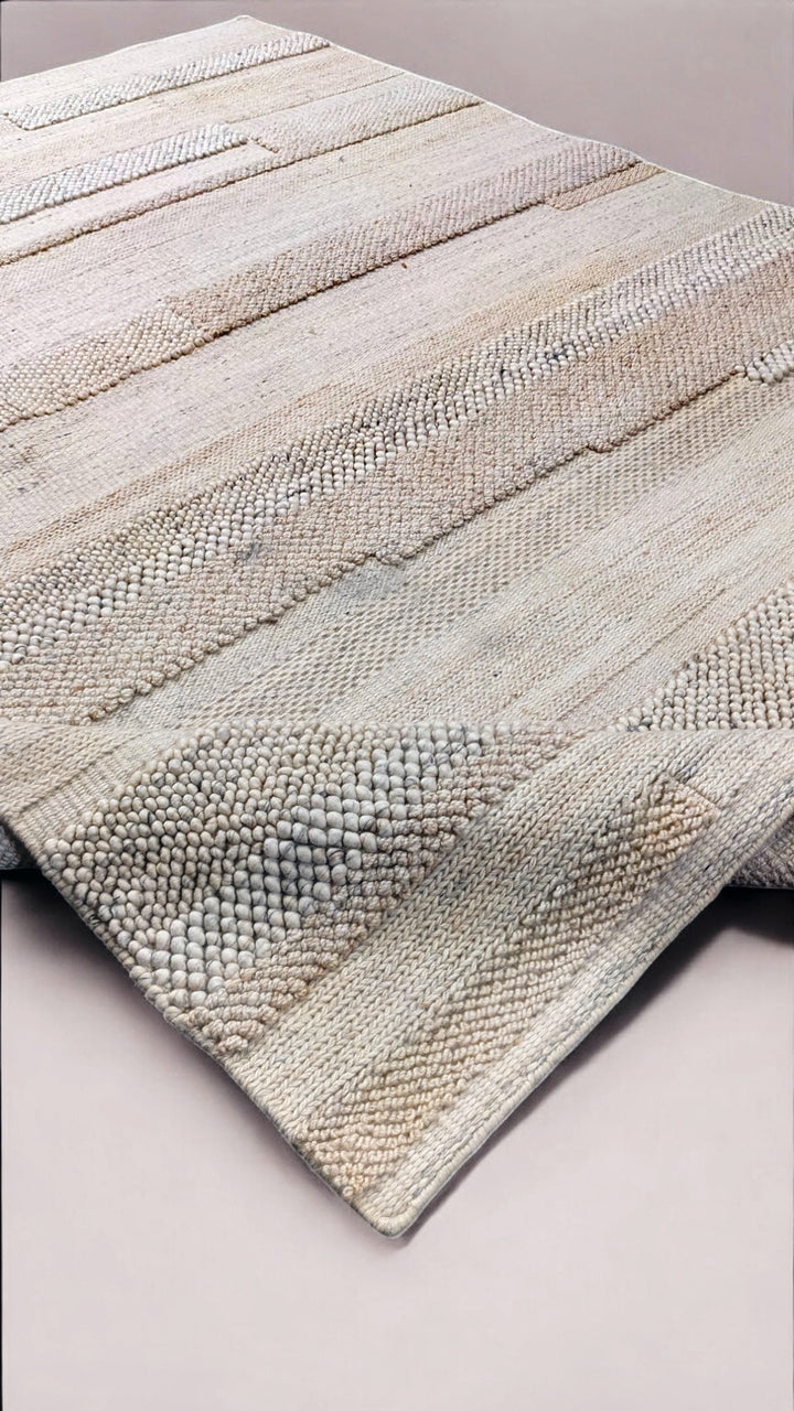 Ochre Modern Textured Wool Rug - Size: 7.8 x 5.4