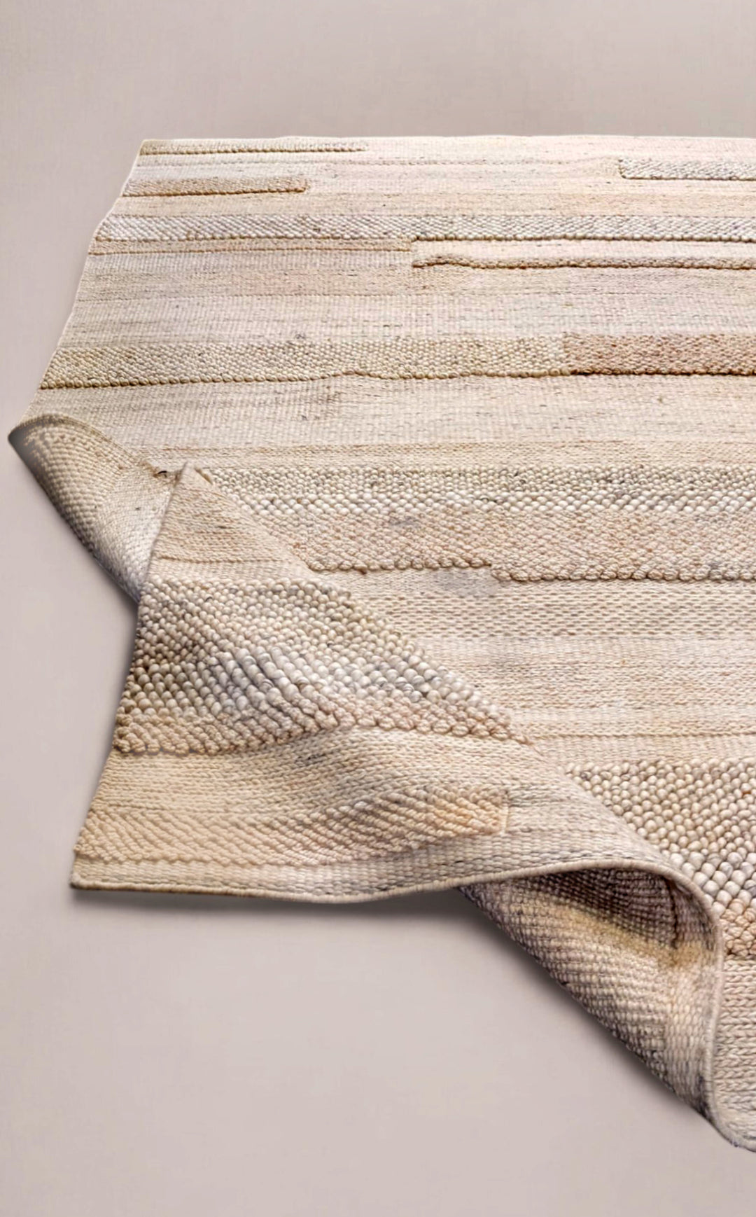 Ochre Modern Textured Wool Rug - Size: 7.8 x 5.4