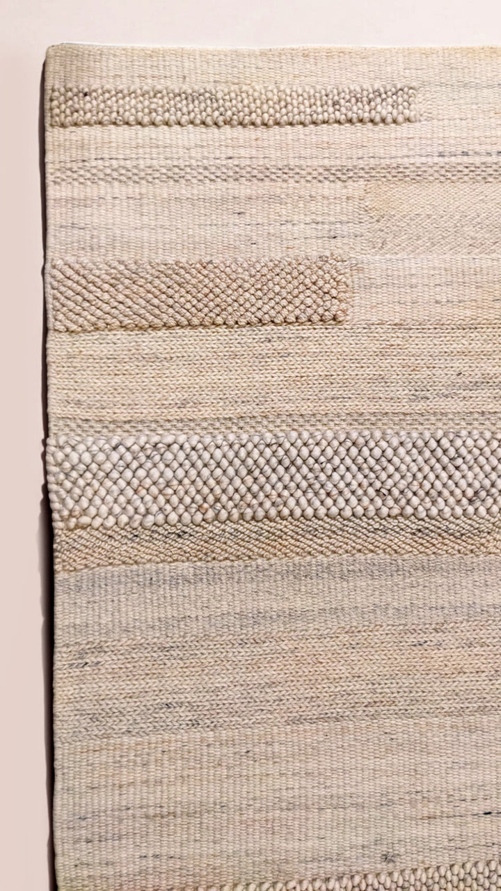 Ochre Modern Textured Wool Rug - Size: 7.8 x 5.4