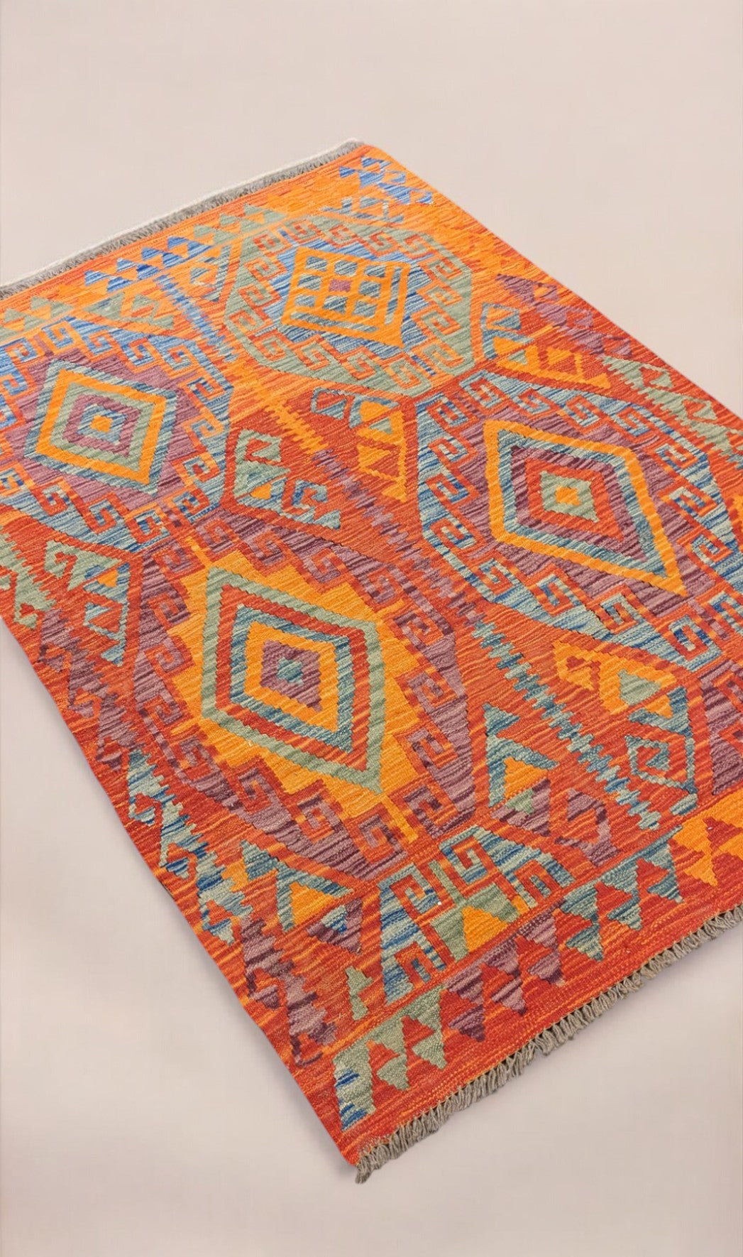 Lumena Afghani Maimana Wool Kilim Rug - Size: 5.10 x 4.1