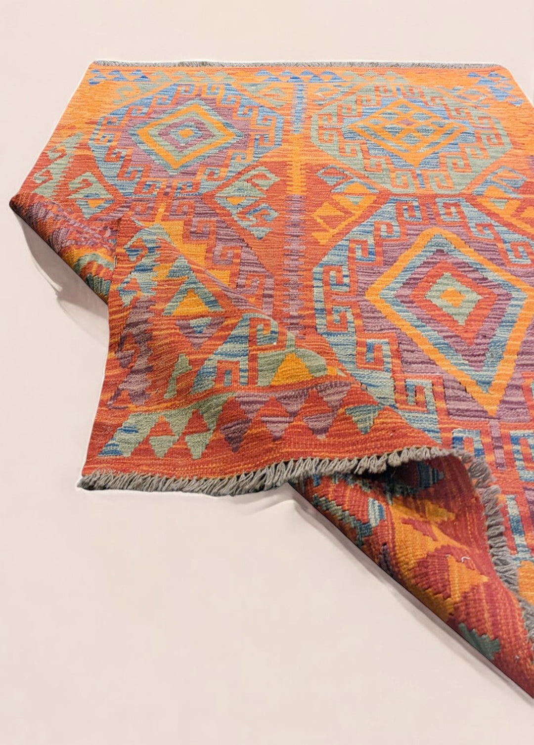 Lumena Afghani Maimana Wool Kilim Rug - Size: 5.10 x 4.1