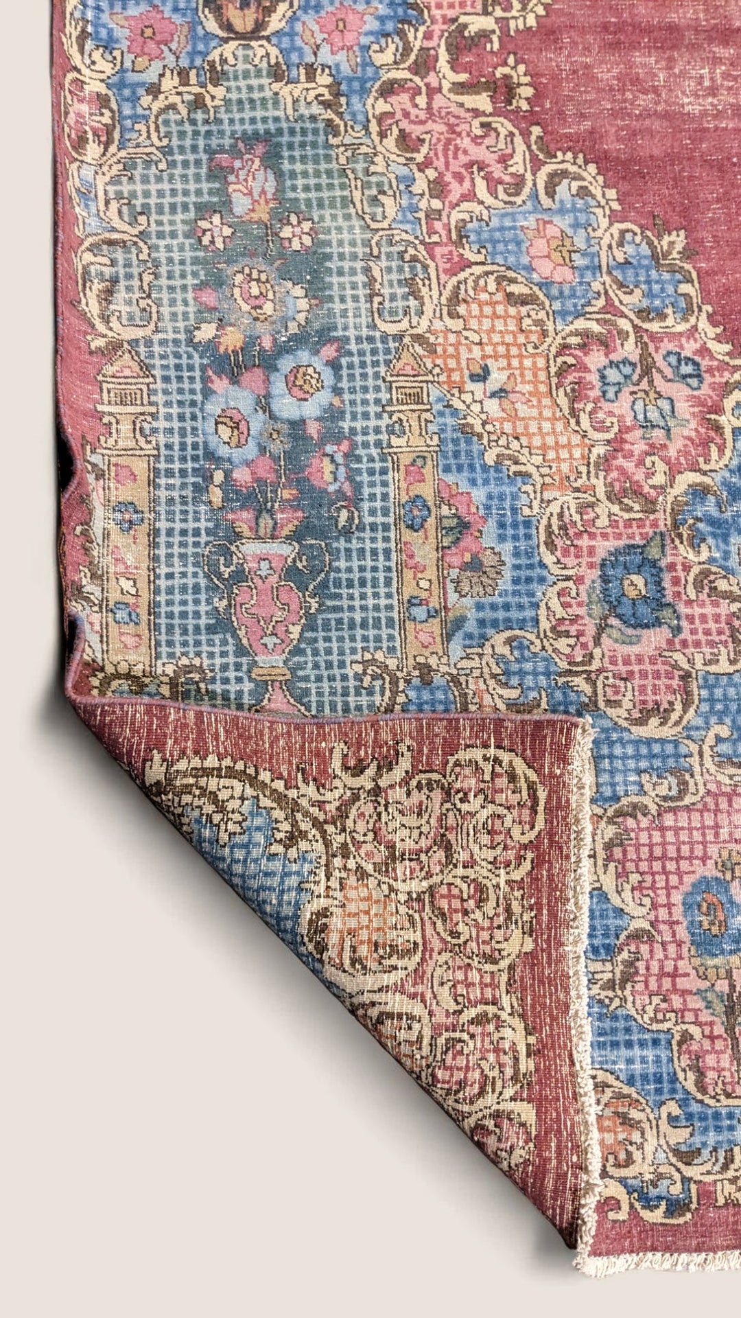 Kashan Persian Vintage Wash Rug - Size: 12.7 x 10.4