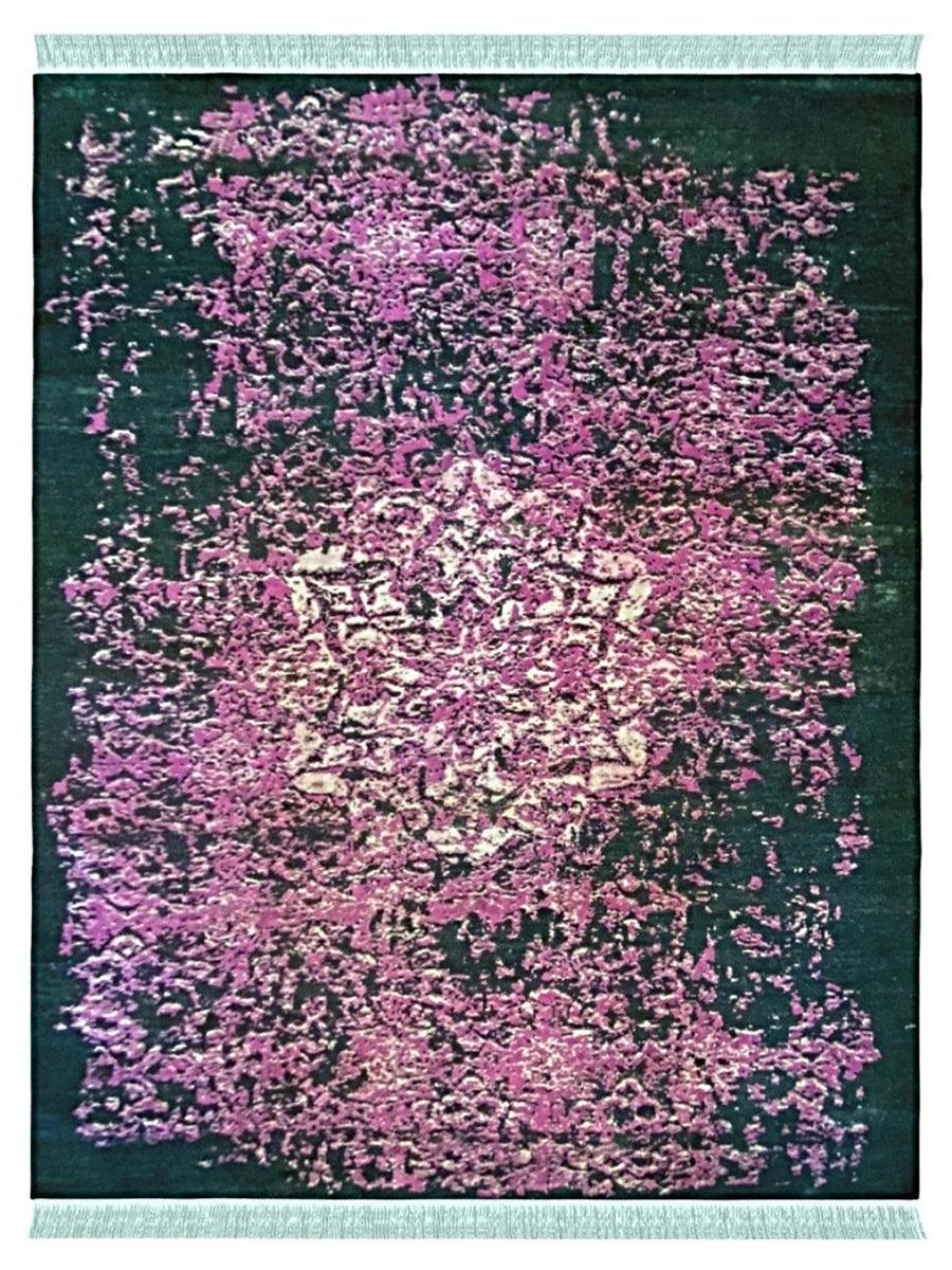 Abstract Floral Modern Chobi Wool Rug - Size: 9.9 x 7.9