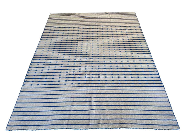 Blue Stripes Dhurrie - Size: 7.8 x 5.10 - Imam Carpet Co. Home