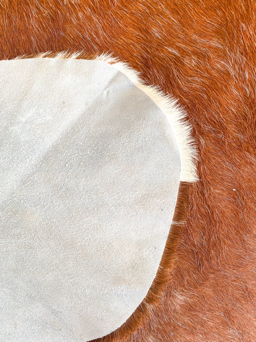 Brown & White Authentic Cow Hide - Size: 9.5 x 7 - Imam Carpets - Online Shop