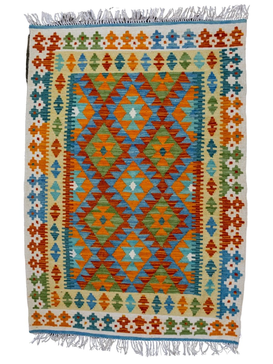 Colourful Bohemian Kilim - Size: 4.9 x 3.4 - Imam Carpets - Online Shop