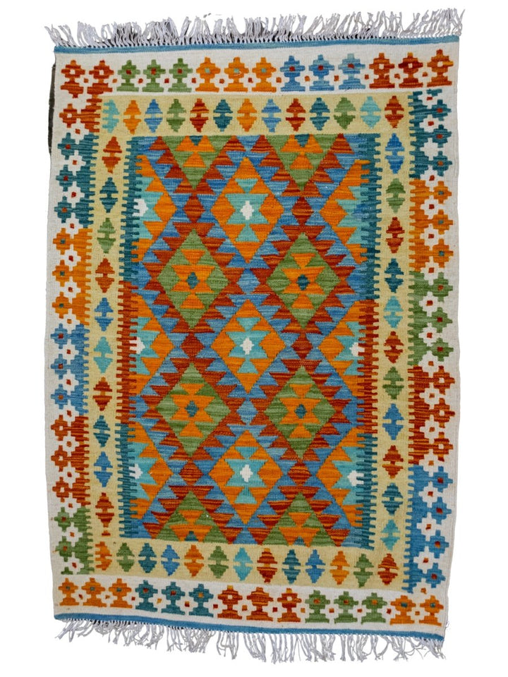 Colourful Bohemian Kilim - Size: 4.9 x 3.4 - Imam Carpets - Online Shop