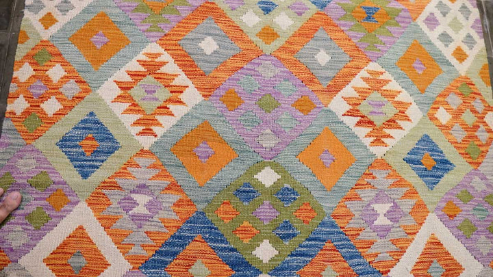 Colourful Bohemian Kilim - Size: 5.9 x 4.5 - Imam Carpets - Online Shop