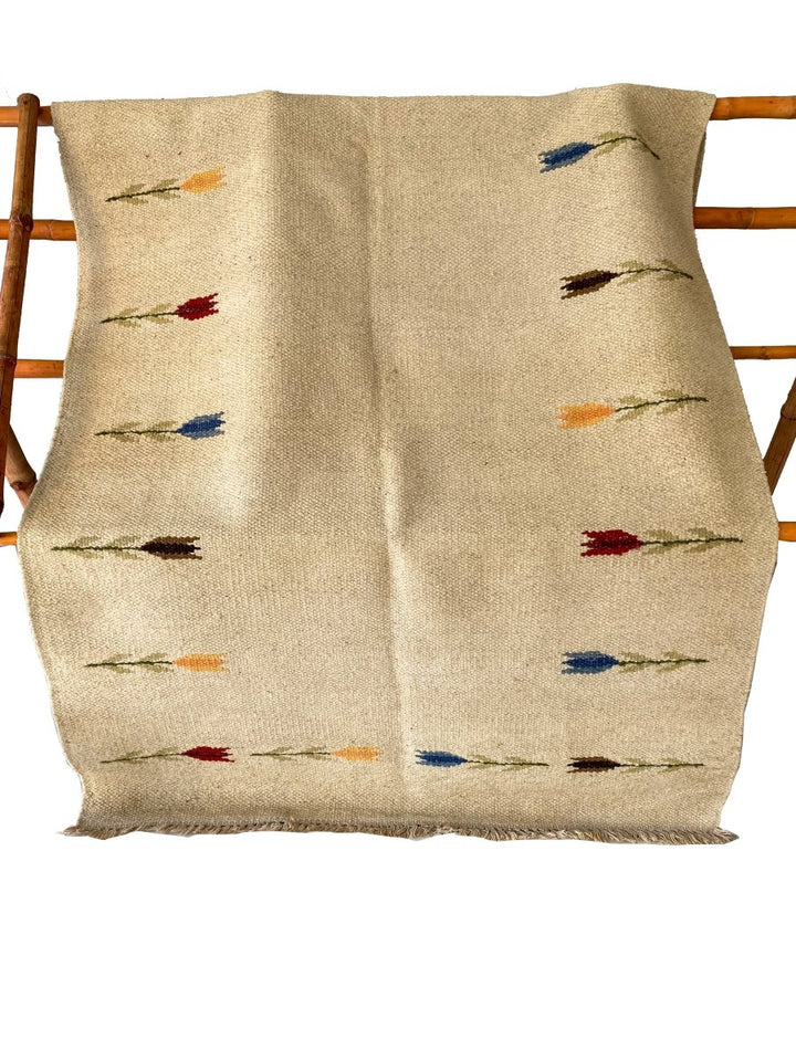 Flower Dhurrie - Size: 6.4 x 4.6 - Imam Carpets - Online Shop