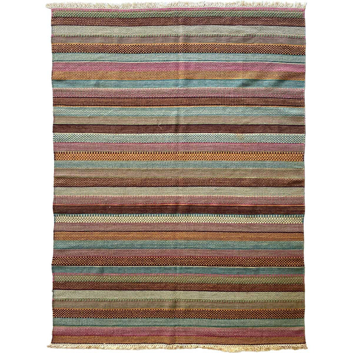 Multi Stripe Turkish Dhurrie - Size: 7.6 x 5.2 - Imam Carpet Co