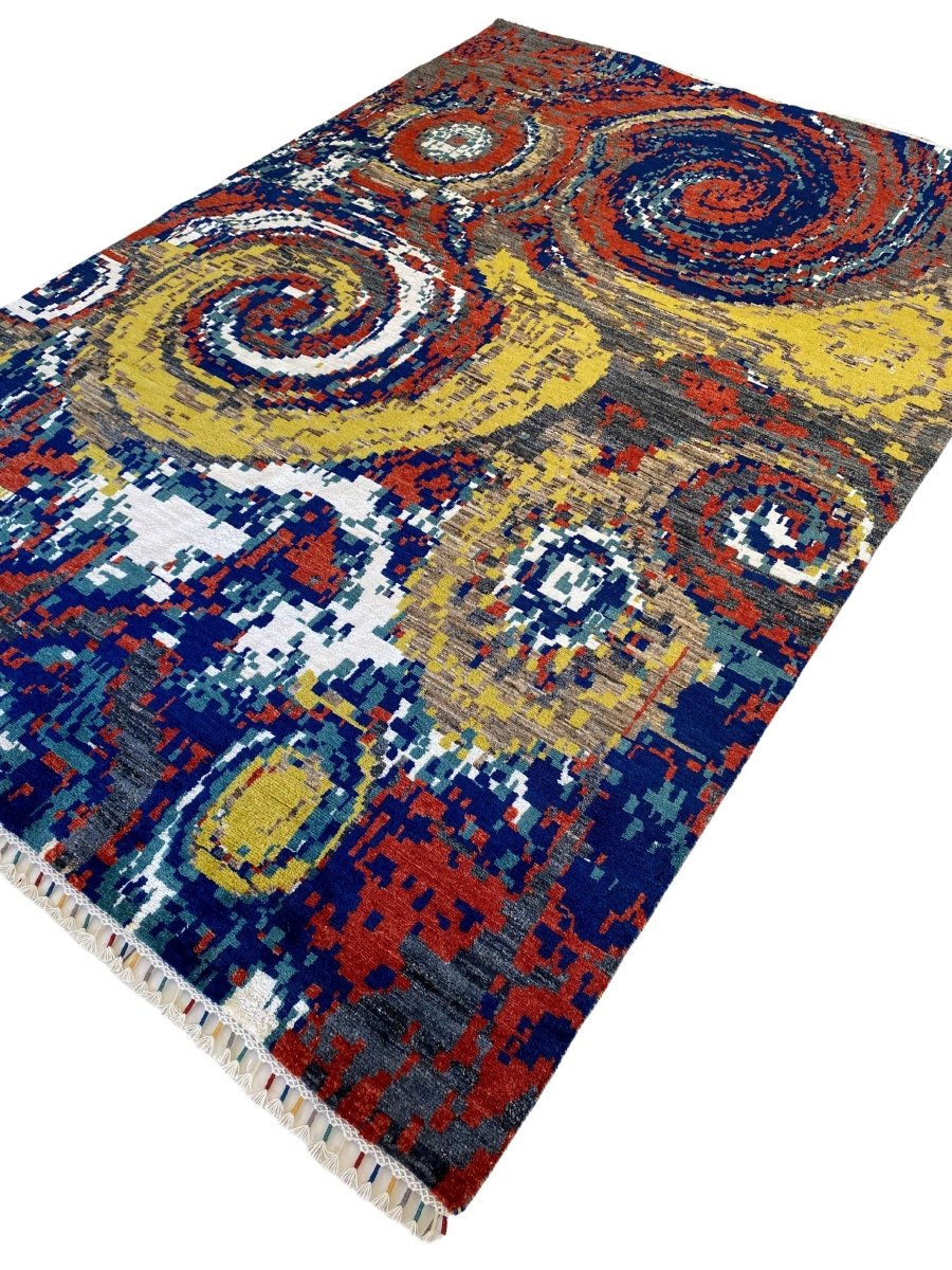 Twirls Abstract Rug - Size: 8.9 x 6 - Imam Carpets - Online Shop