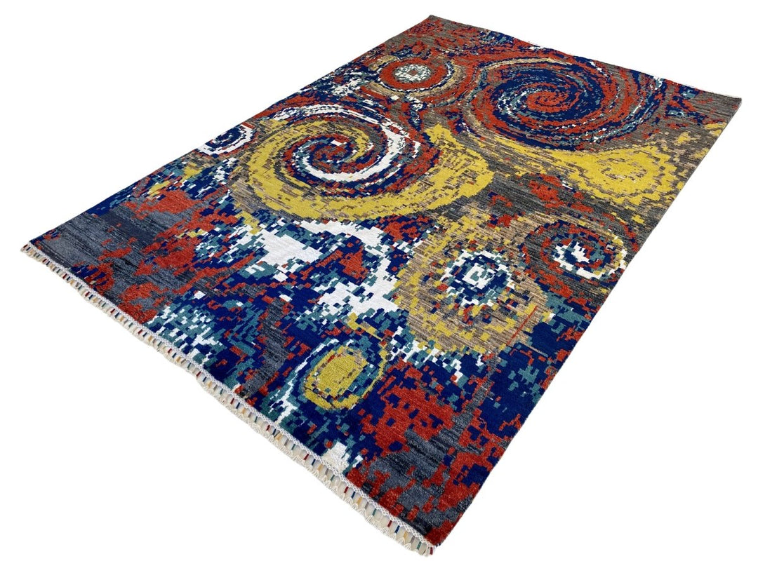 Twirls Abstract Rug - Size: 8.9 x 6 - Imam Carpets - Online Shop