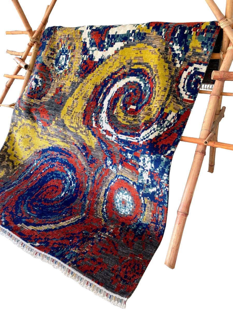 Twirls Abstract Rug - Size: 8.9 x 6 - Imam Carpets - Online Shop