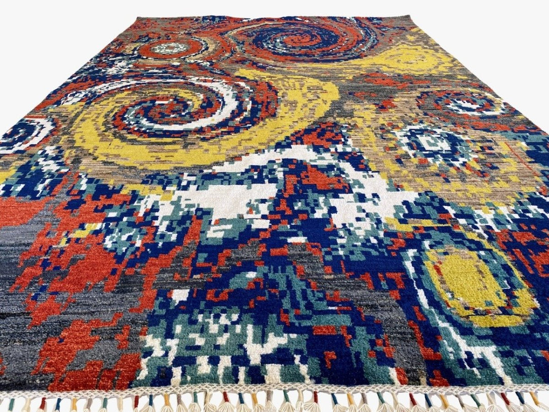 Twirls Abstract Rug - Size: 8.9 x 6 - Imam Carpets - Online Shop