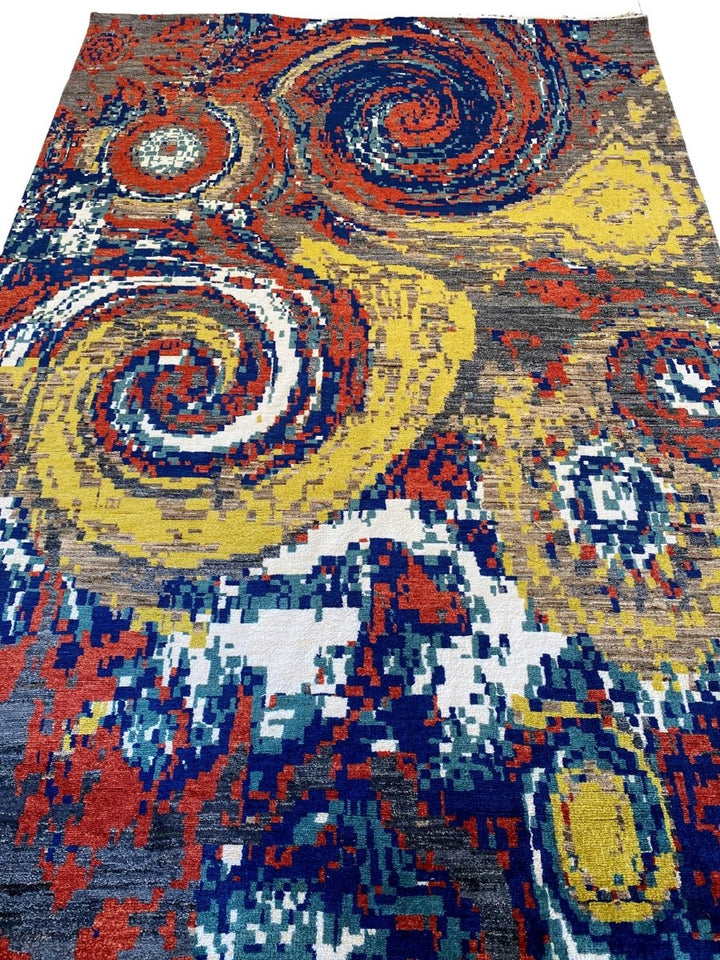 Twirls Abstract Rug - Size: 8.9 x 6 - Imam Carpets - Online Shop