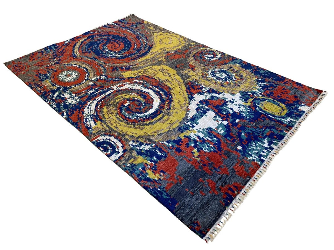 Twirls Abstract Rug - Size: 8.9 x 6 - Imam Carpets - Online Shop