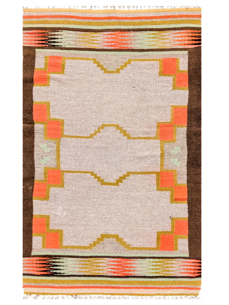 Wool area rug, 'Autumn Geometry' (2.5x4.5)