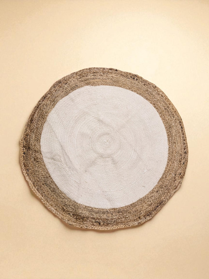 Braided Natural Round Jute Rug  - Size: 3 x 3