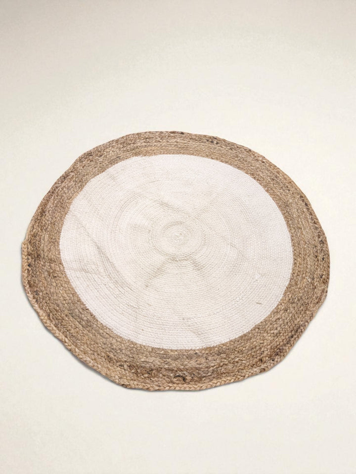 Braided Natural Round Jute Rug  - Size: 3 x 3