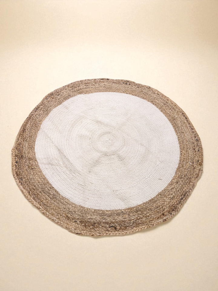 Braided Natural Round Jute Rug  - Size: 3 x 3