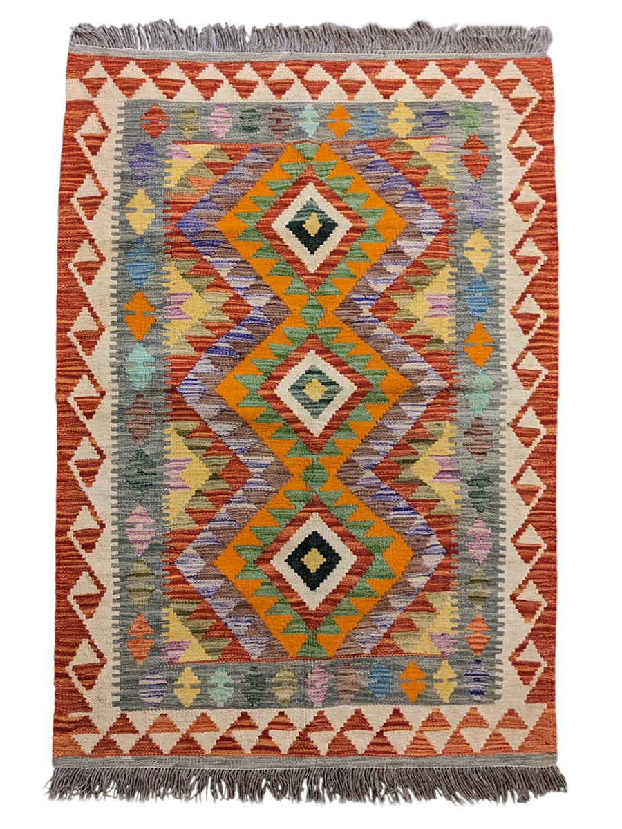 Maimana Afghanistan Kilim Rug - Size: 4.10 x 3.3