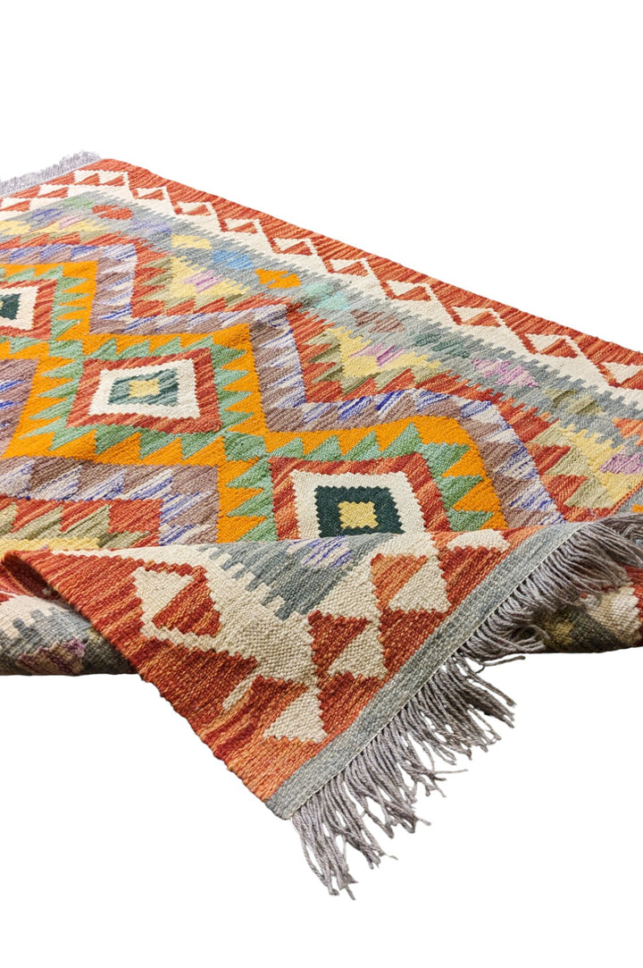 Maimana Afghanistan Kilim Rug - Size: 4.10 x 3.3