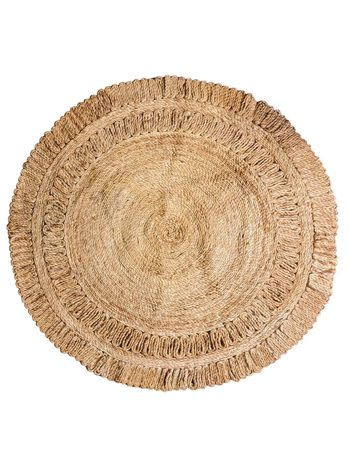 Braided Natural Round Jute Rug - Size: 4 x 4