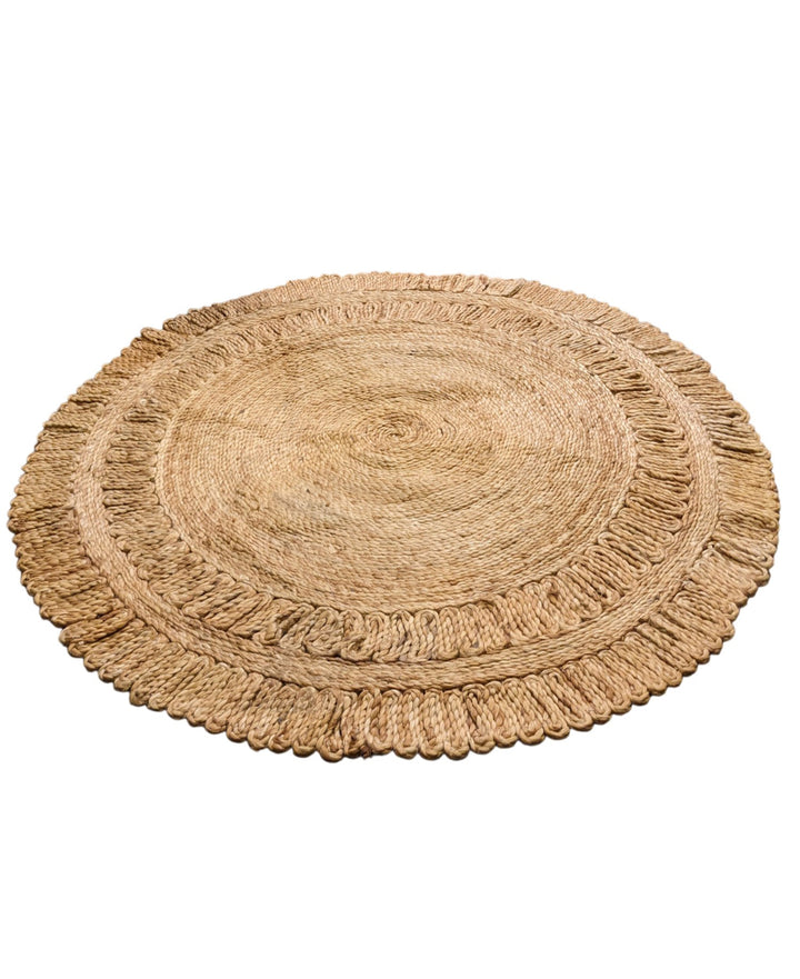 Braided Natural Round Jute Rug - Size: 4 x 4