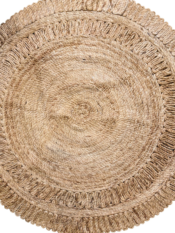 Braided Natural Round Jute Rug - Size: 4 x 4
