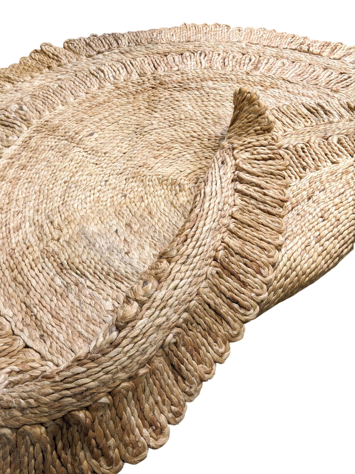 Braided Natural Round Jute Rug - Size: 4 x 4