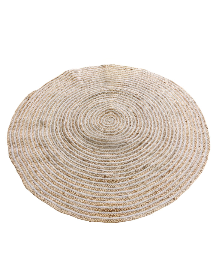 Braided Natural Round Jute Rug - Size: 4 x 4