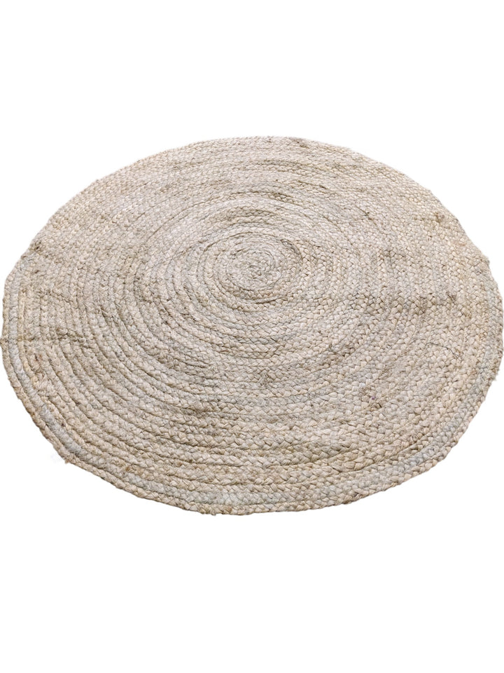 Braided Natural Round Jute Rug - Size: 3.5 x 3.5