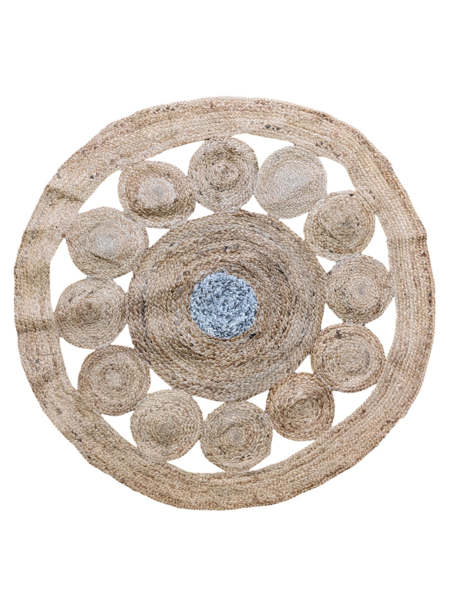 Braided Natural Round Jute Rug - Size: 4 x 4
