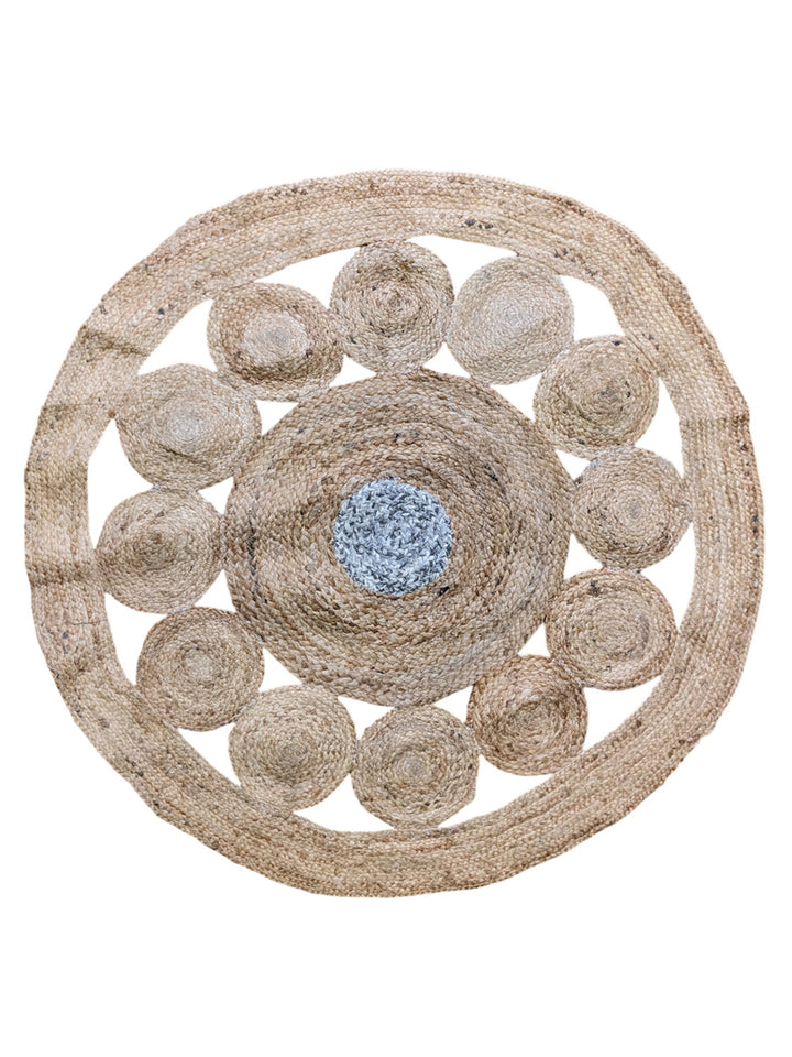 Braided Natural Round Jute Rug - Size: 4 x 4