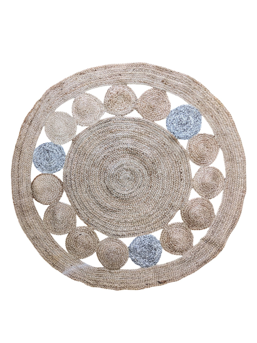 Braided Natural Round Jute Rug - Size: 4.8 x 4.8