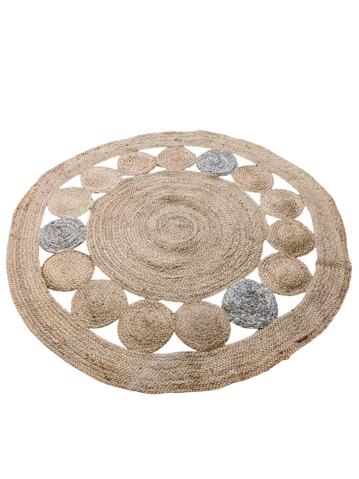 Braided Natural Round Jute Rug - Size: 4.8 x 4.8