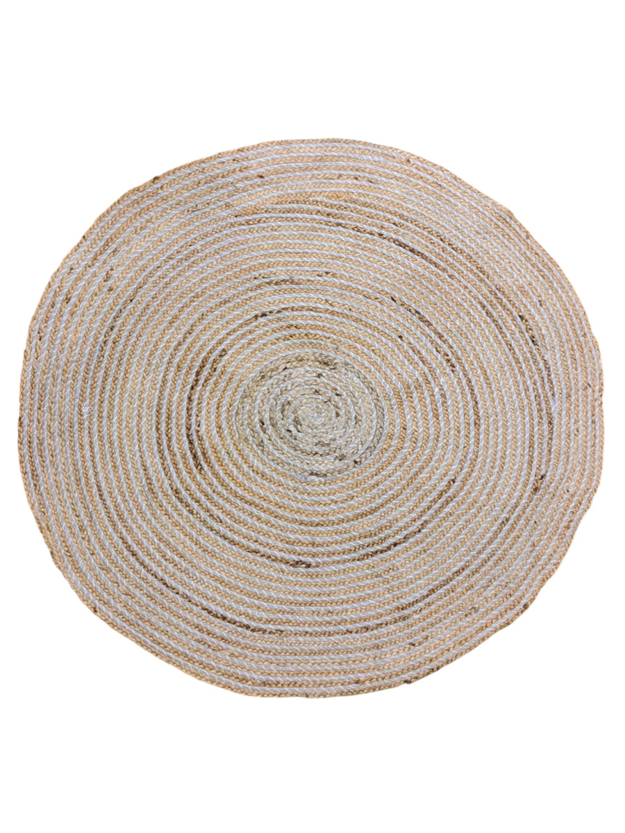 Braided Natural Round Jute Rug - Size: 3.10 x 3.10