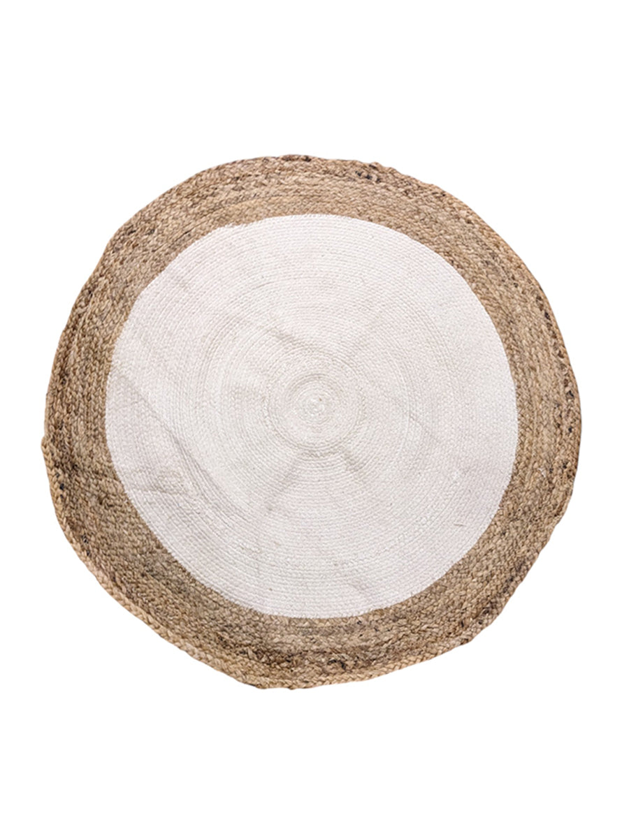 Braided Natural Round Jute Rug  - Size: 3 x 3