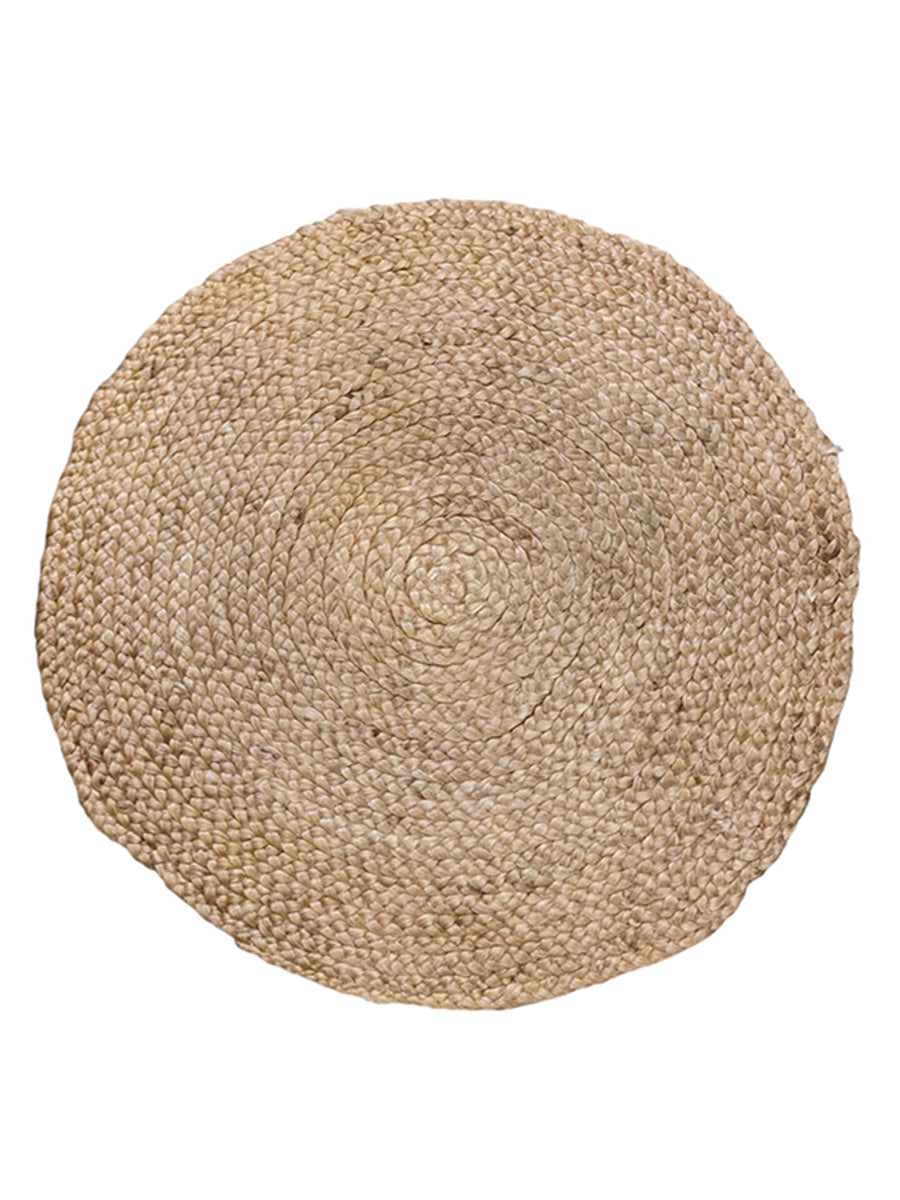 Braided Natural Round Jute Rug - Size: 2.8 x 2.8