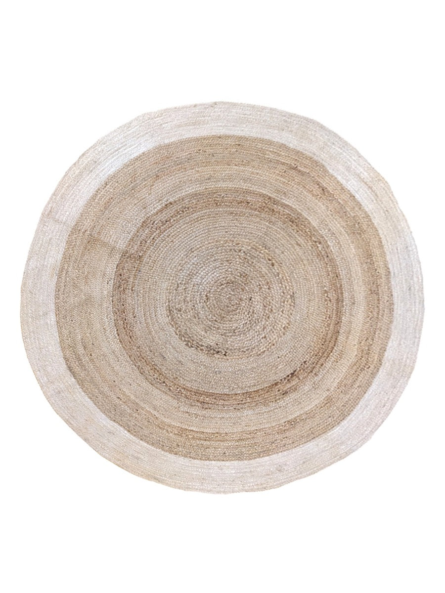 Braided Natural Round Jute Rug - Size: 6.1 x 6.1