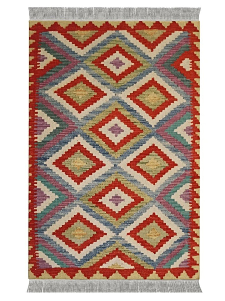 Colorful Bohemian Kilim - Size: 3.9 x 2.10