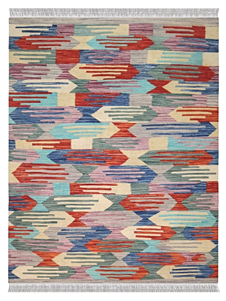 Colorful Bohemian Kilim - Size: 5.10 x 4.1