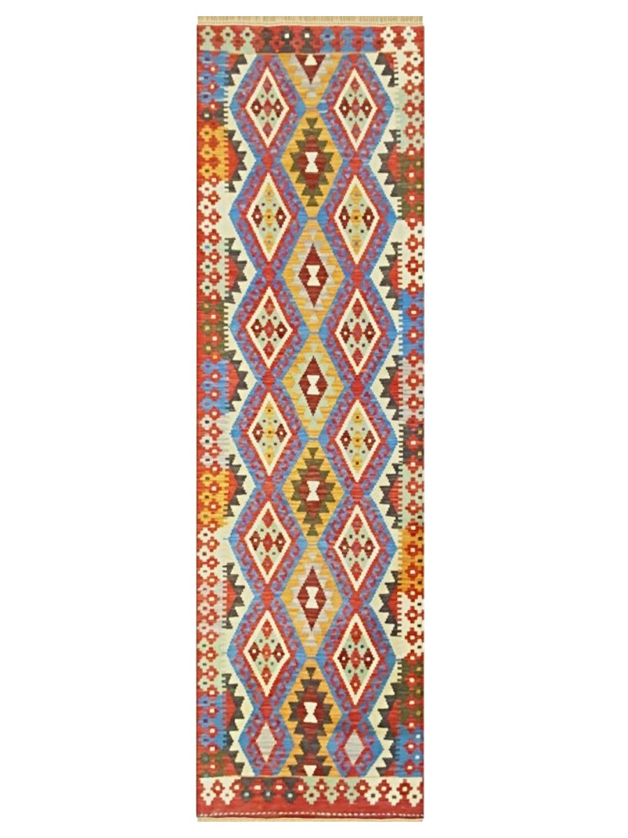 Colorful Bohemian Kilim - Size: 9.6 x 2.10