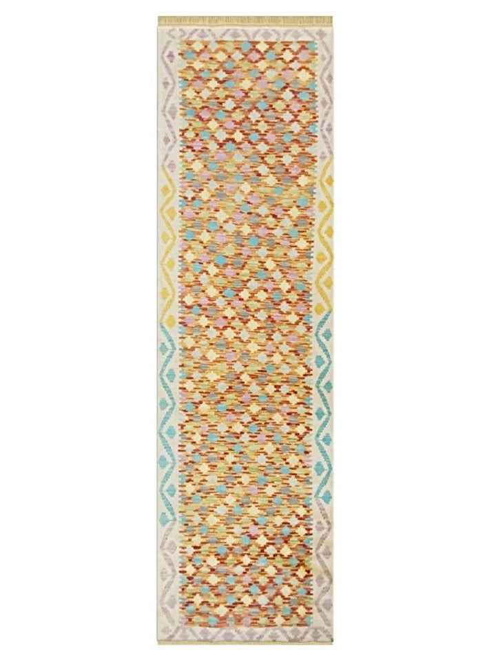 Colorful Bohemian Kilim - Size: 9.6 x 2.8