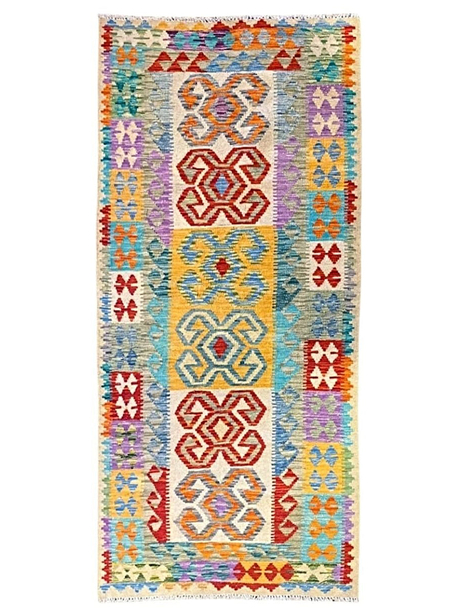 Colorful Bohemian Kilim - Size: 7.2 x 3.2