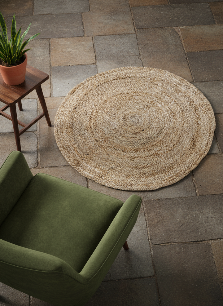 Braided Natural Jute Rug - Size: 2.7 x 2.7
