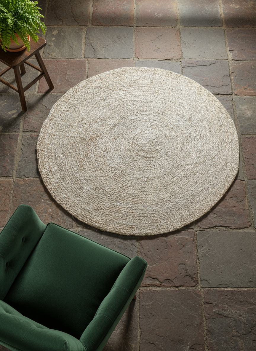 Braided Natural Jute Rug - Size: 4 x 4